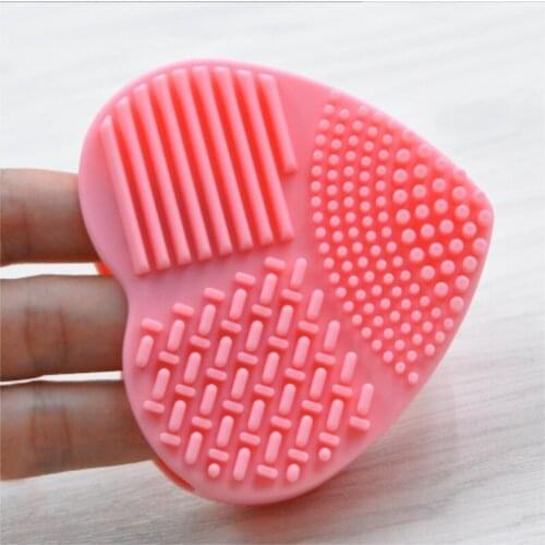 Heart Shaped Clear Make up Brushes Wash Silica Glove Scrubber Board Cosmetic Cleaning Tools for makeup brushes 100pcs