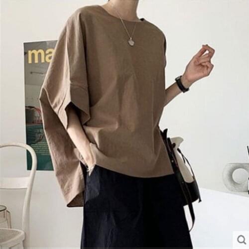Cotton linen shirt female retro Hong Kong flavor Korean version loose big size fat MM languorous lazy wind show thin casual shir