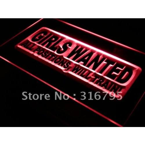 S006 Girls Wanted All Positions Bar LED Neon Light Light Signs On/Off Swtich 20+ Colors 5 Sizes