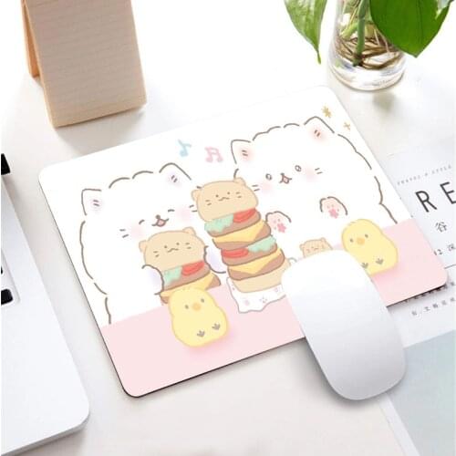 Cute Animal Pink Cat Mouse Pad Gaming Accessories Notebook Genshin Impact Kawaii Keyboard Pad Desktop Non-slip MousePad for LOL