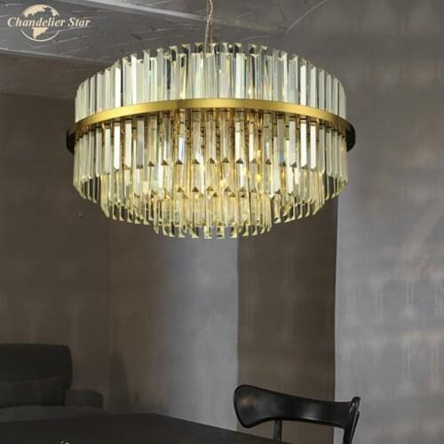 Nordic Pendant Lights Art Deco Luxury Crystal Glass Metal LED Round Gold Indoor Lamp for Living Room Bedroom Dining Room Villa