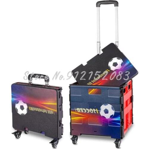 Stall Trolley Storage Box Volkswagen Shopping Cart Folding Grocery Shopping Cart Household Trolley 4 Wheels Color Trolley Cart