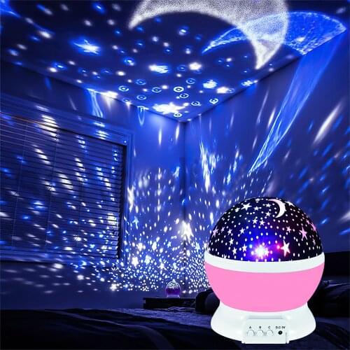 LED Star Projector Night Light Rotatable Galaxy Starry Sky Projection Lamp Home Room Decoration Lights Kids Gift