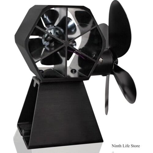 Black Fireplace 4 Blade Heat Powered Stove Fan komin Log Wood Burner Eco Friendly Quiet Fan Home Efficient Heat Distribution