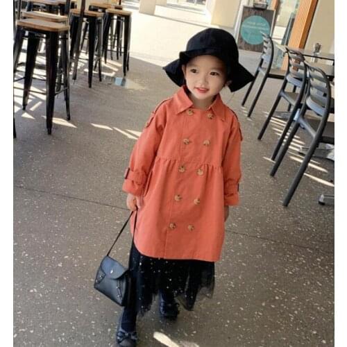 Girls Trench Coat Spring Fashion Cotton Double-breasted Coats For Girl Boutique Children Clothes Belle Kids Clothing 2 3 4 5 6