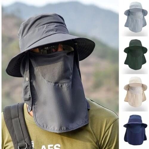 Unisex Outdoor Windproof Sun Hat Removable Shawl Breathable Mesh Cap for Fishing Cycling Hiking Camping Hats