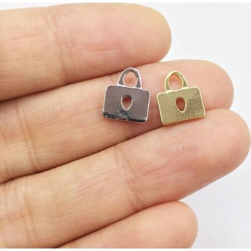 Eruifa 20pcs 8*10mm Mini Lock Zinc alloy Jewelry DIY Charms Pendant Necklace,Eearrings 3 Colors