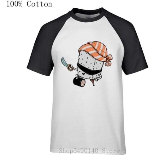 2020 Funny Pirate Sushi Print T-Shirt Summer Mens Sea Poacher Cool Tee Shirt Cartoon Japanese Style The Battle For Food Tshirts
