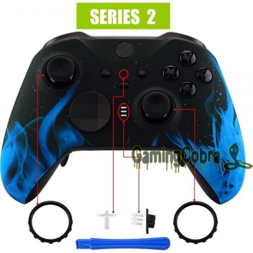 Blue Flame Soft Touch Faceplate Front Housing Shell Replacement Kit for Xbox One Elite Series 2 Controller Model 1797