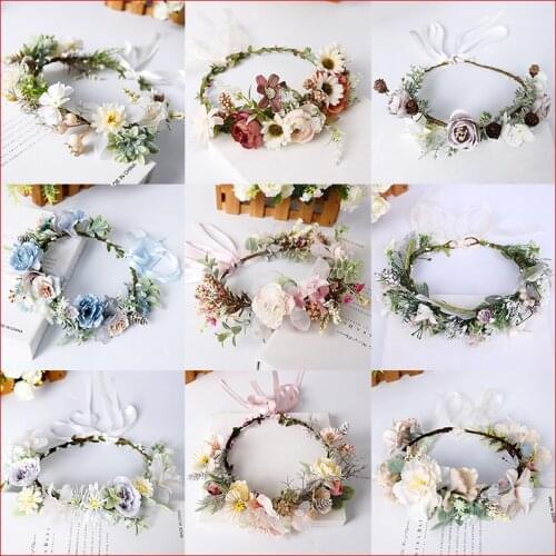 Flower Crown Tiara Hairbands Vintage Flower Forest Style 100% Handmade Wedding Hair Accessories For Bride Girls Seaside mq060