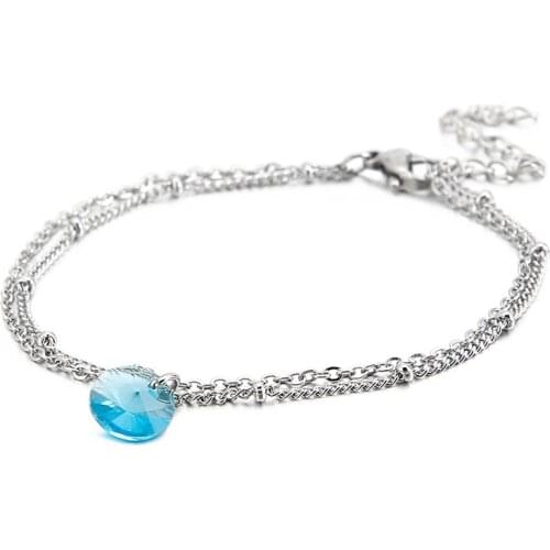 Korean version of the simple titanium steel double zircon ladies bracelet jewelry