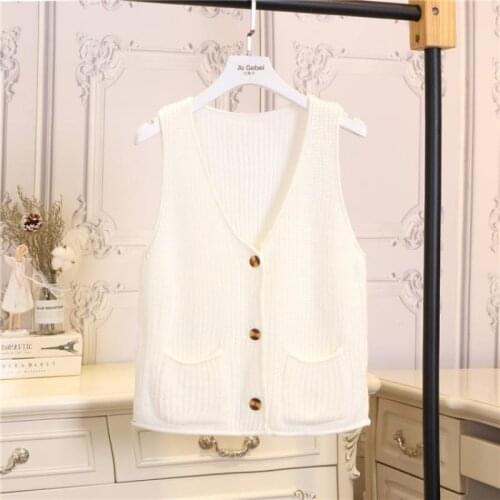 Y2k Korea Style Spring Autumn New Womens V-Neck Short Wool Cardigan Vest Loose Solid Knitted Sweater Coat Argyle Sweater Vest
