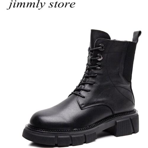 Winter Platform Boots Women Chunky Motorcycle Boots Ankle Boots Femmes Bottes Womens Platform Heels Black Boots