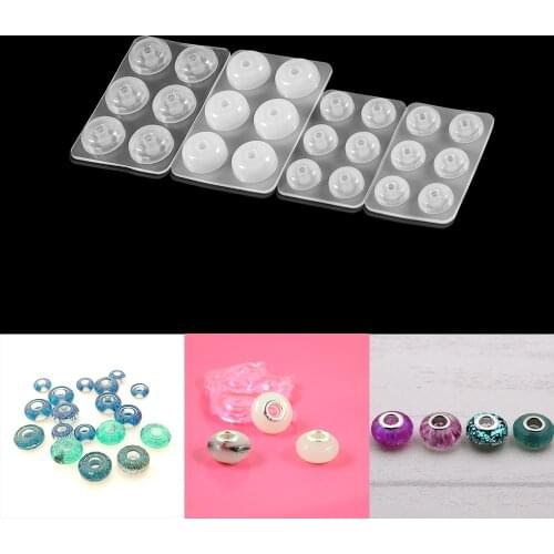 1pc Flat Ball Beads Epoxy Resin Molds Big Hole Bead Silicone Mold Fit For Necklace Bracelet DIY Resin Jewelry Making Accessories