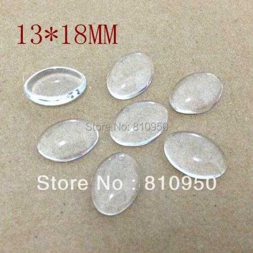 100pcs 13x18mm oval shape glass Domes Flat back Glass Cabochons photo jewelry pendant inserts available for Making