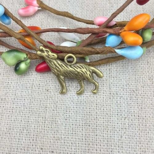 Hot Selling 20 Pieces/Lot 27mm*17mm Metal Diy Jewelry Making Charm Antique Bronze Animal Wolf Charm