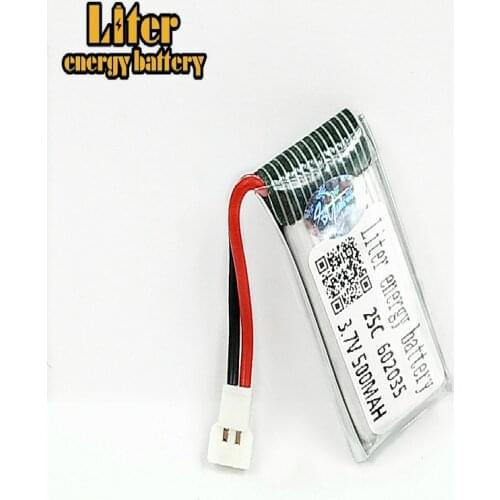 20PCS/lot 3.7V 500mAh lipo battery For Hubsan X4 H107 Di Feida DFD F180 F47 F48 3.7 V 500mah 25C 602035 XH Plug Battery