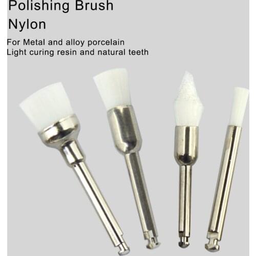 5pcs/pack Nylon Dental Polishing Brush Ceramic Teeth Polishing Tool For Low-Speed Handpiece Light Curing Resin Natural Teeth