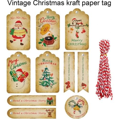 50Pcs Gift Tags Reusable Wide Application Faux Kraft Paper 10 Style Christmas Gift Tags for Festival Gift Tags Paper Tags