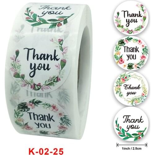 Floral Thank You Stickers Roll 500-Count Stickers Round for Wedding Birthday Party Favors Holiday Celebration Decoration GDeals