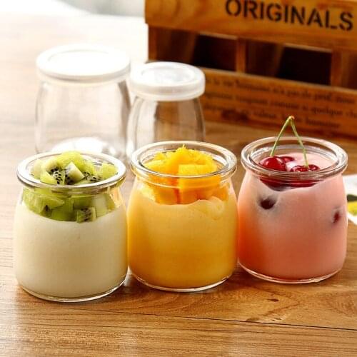 6PCS 100ML/ 150ML/200ML Wish Bottle Mini Yogurt Pudding Bottle Glass Jar Milk Jelly Bottle Baking Pan Food Storage Container