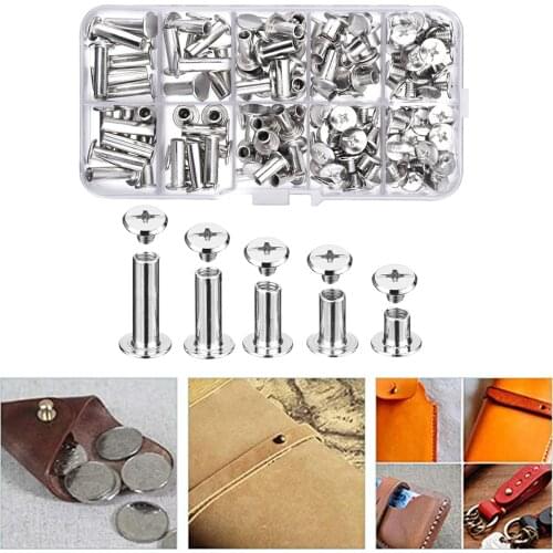80x Chicago Screws 5 Sizes Cross Head Binding Screws Studs Rivets Belt