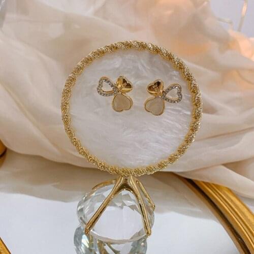 925 Silver Needle Heart Cute Wild Temperament Zircon Lady Stud Earrings Female Jewelry