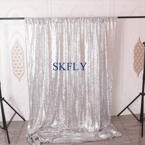 BC001A custom made many colors wedding birthday party glitter silver sequin backdrop with rod pocket