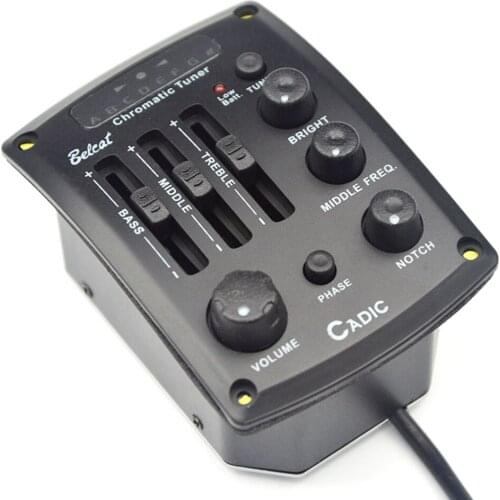 Belcat Cadic 4 Band EQ Guitar Preamp Pickup 4Band Parametric Equalizer Phase Anti-feedback System with Chromatic LED tuner