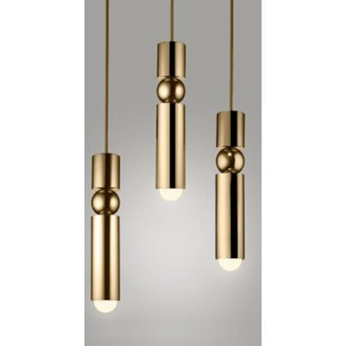 Nordic Brass Pendant Lamp Modern Kitchen Lamp Dining Room Bar Counter Shop Pipe Pendant Down Tube LED Lights office Silver Light