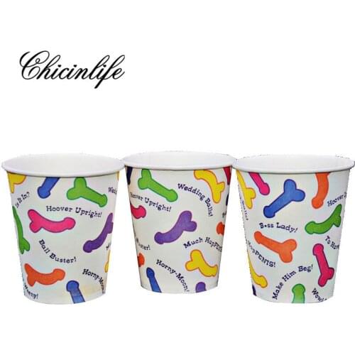 Chicinlife 6pc Bachelorette Party willy Penis Paper Cups Tableware Wedding Decorations bridal Shower Hen Party supplies