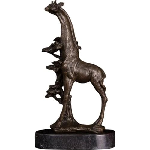 Ivorique DW-045 Home Decoration Bronze Giraffe Statue Bronze Wild Animal Little Giraffe Figurines