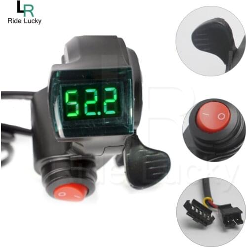 E-Bike Thumb Throttle LCD Digital Battery Voltage Display with Power Switch SM Connector Ebike Conversion Kit Accessories