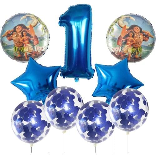 Moana balloons 30'' Number moana party supplies moana princess theme birthday party decoration kids toys globo girls 1 2 3 gifts