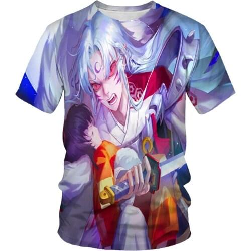 Hot Sale Anime Inuyasha 3D Printed T-Shirt Unisex Fashion Casual Harajuku Round-neck Short Sleeve Streetwear Oversize Top Tees
