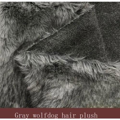 Artificial plush gray imitation wolf dog hair cotton coat hat brim wool fabric