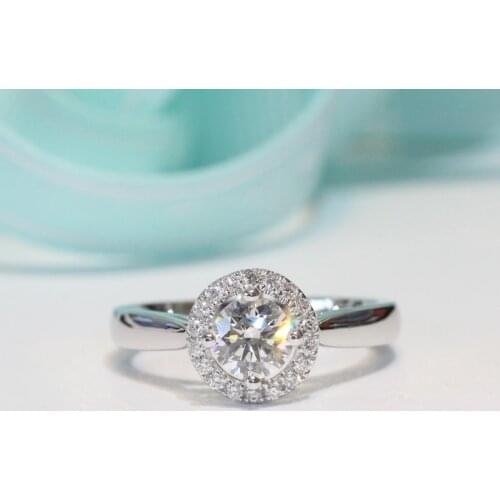 Diamonds Ring Solid 14K White Gold Fine Jewelry 0.3ct Round Cut Natural Diamonds Engagement Wedding Ring for Women