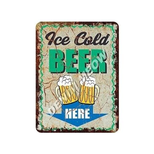 Ice Cold Beer Vintage Metal Tin Signs Cheers Free Beer Shabby Chic Plaque Bar Pub Casino Decoration Painting Art Posters WY52