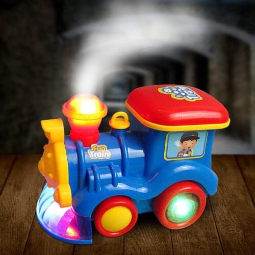 Carton Electric Train Spray Flashing Light Music Plastic Car Children Xmas Gifts