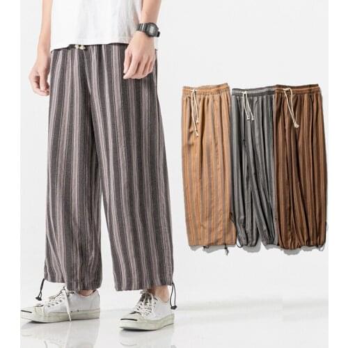 2020 Mens Casual Harem Pants Man Japaning Loose Jogging Pants Streetwear Linen Harajuku Style Mens Sweatpants Large Size M-5XL
