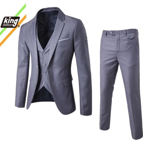 Mens Three-piece Business Casual Suit Groom Clothes Best Man Wedding One-button Suit Large Size