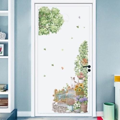 105*76cm nordic garden corner wall stickers for living room bedroom door decorative green leaf flower wall decals art murals diy
