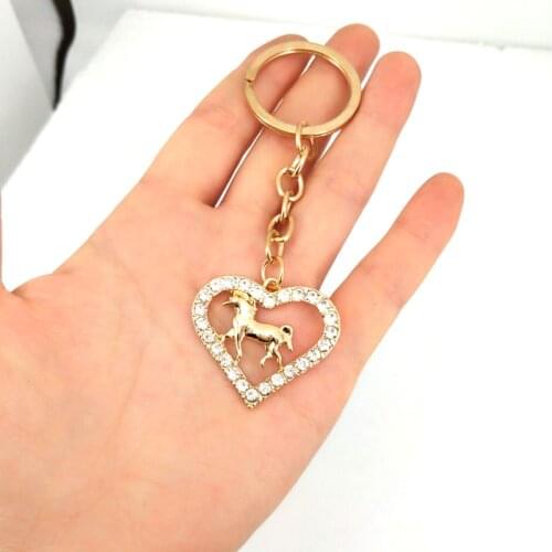 Hzew Crystal heart-shaped horse necklace brand pendant Key Chains womens fashion jewelry Christmas gift