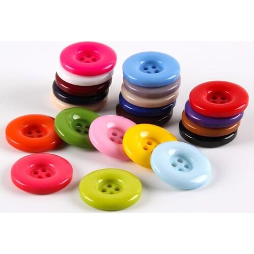 DIY Apparel Sewing Solid Color Round Large Resin 4-holes Overcoat Button Garment Accessories Scrapbooking Buttons 100pcs/lot