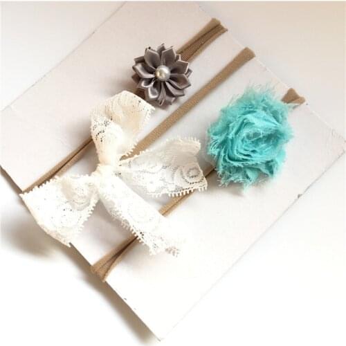 Pcs/lot Handmade solid Nylon Headband With Lace Bow For cute Kids Girls Hair Accessories High Quality cotton Headwear