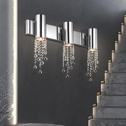 Modern staircase wall lamp luxury bedside crystal wall lamp chrome/gold wall villa decoration LED crystal lamp