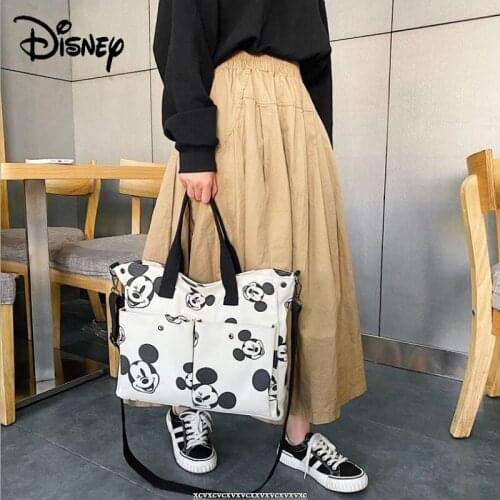 Disney Mickey Tote Bag Shoulder Bag Lady Handbag Shopping Bag New European and American Fashion Minnie Large Capacity Canvas Bag