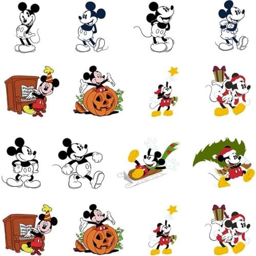 Disney Personality Mickey Riding A Bicycle And Playing Piano Image Jewelry Epoxy Resin Heat Shrinkable Earrings Accessories
