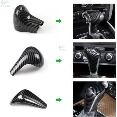 Only LHD Car Accessories ABS Carbon Texture Gear Shift Gear Knob Head Frame Cover Trim For AUDI A4 B8 B9 A5 A6L A7 S7 Q3 Q5 Q7