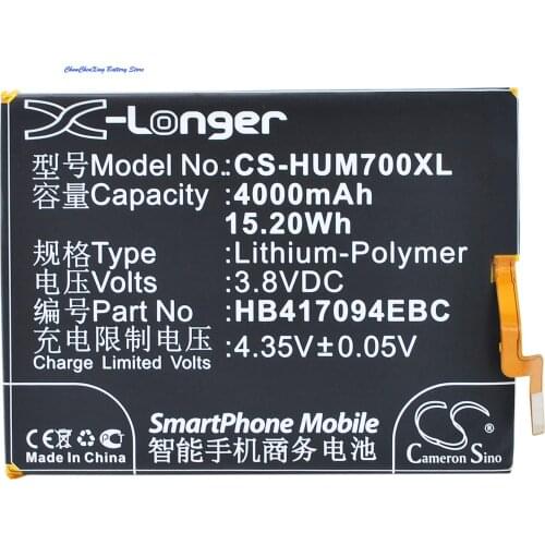 Cameron Sino High Quality 4000mAh Battery HB417094EBC for Huawei Ascend Mate 7, MT7-CL00, MT7-L09, MT7-TL00, MT7-TL10, MT7-UL00